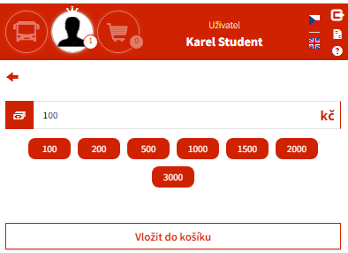 Postup pro navýšení kreditu