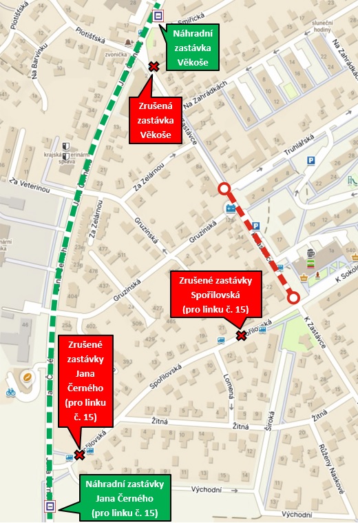 Objízdná trasa linky č. 15